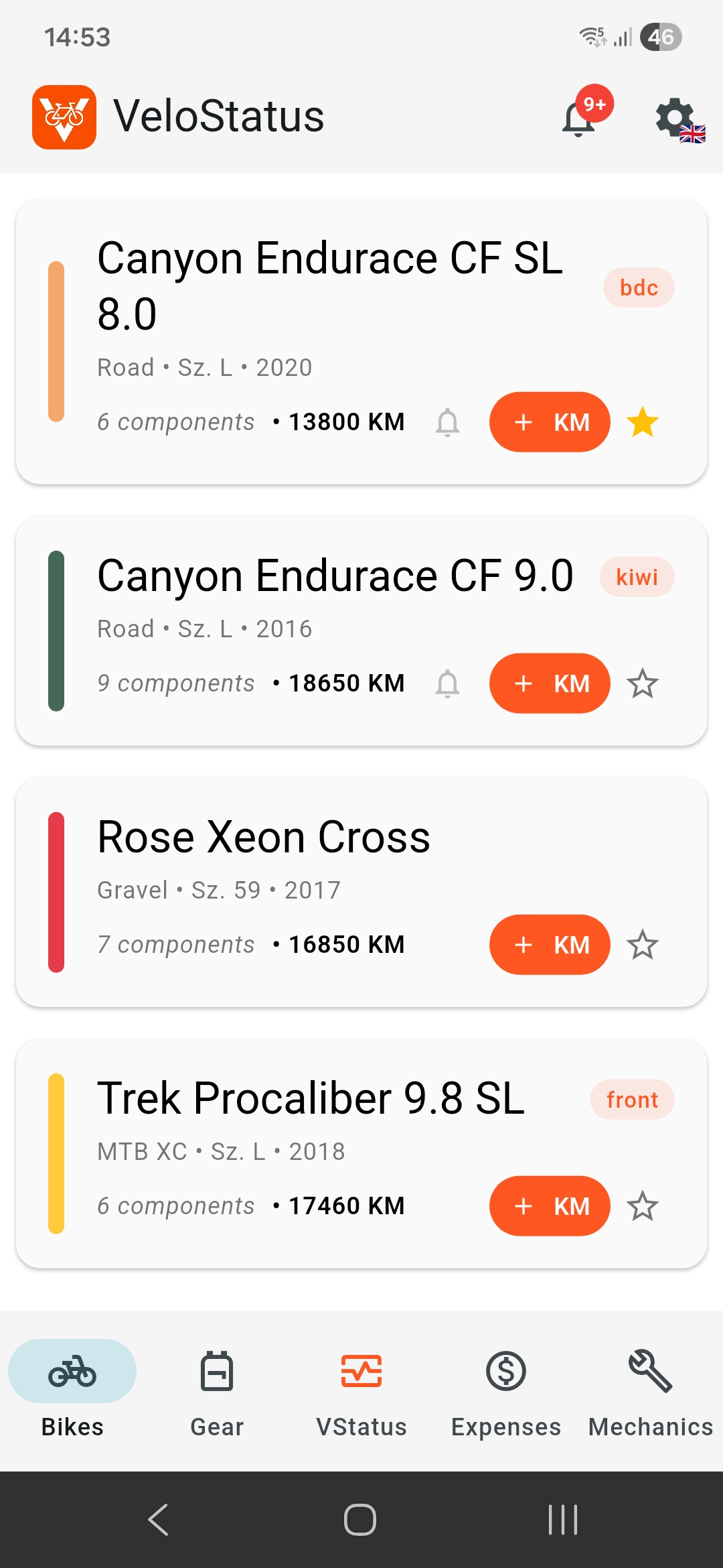 VeloStatus light mode